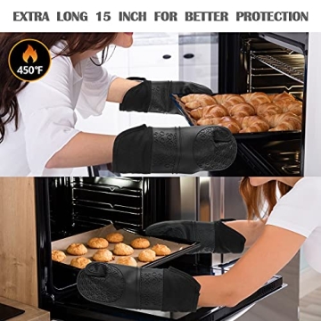 KOHSEN Silicone Oven Mitts Set - Heat Resistant & Stylish