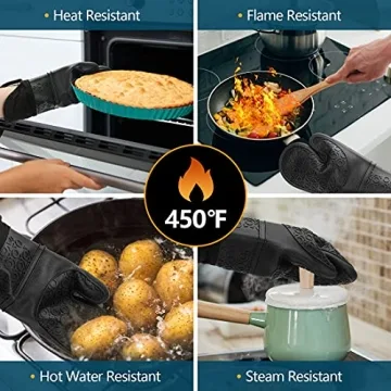 KOHSEN Silicone Oven Mitts Set - Heat Resistant & Stylish