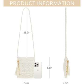 Small Beach Straw Purse For Women: White Straw Bags Crossbody Shoulder Handbags - Raffia Woven Tote ...
