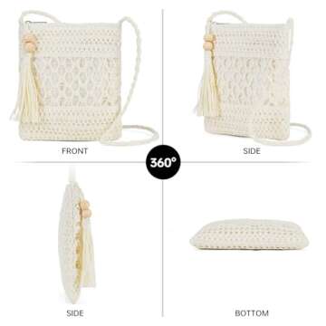 Small Beach Straw Purse For Women: White Straw Bags Crossbody Shoulder Handbags - Raffia Woven Tote Purse For Summer Vacation