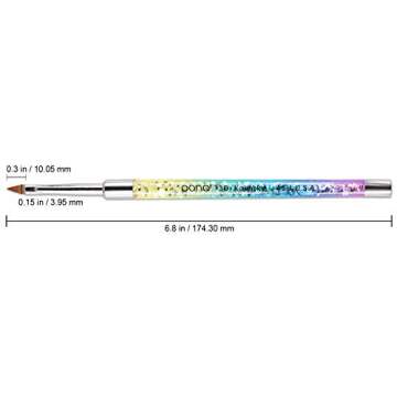 PANA 3D Kolinsky Nail Art Brush - Rainbow Glitter Handle, Size 4 - Acrylic Nail Art Sculpture Brush ...