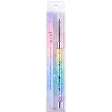 PANA 3D Kolinsky Nail Art Brush - Rainbow Glitter Handle, Size 4 - Acrylic Nail Art Sculpture Brush for Manicures Pedicure Salon Professional or Beginner