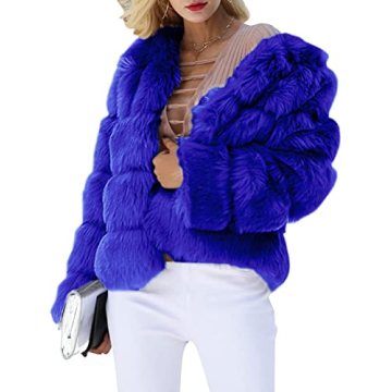 Simplee Women Luxury Winter Warm Fluffy Faux Fur Short Coat Jacket Parka Outwear