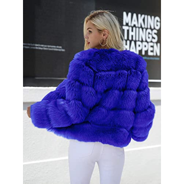Simplee Women Luxury Winter Warm Fluffy Faux Fur Short Coat Jacket Parka Outwear