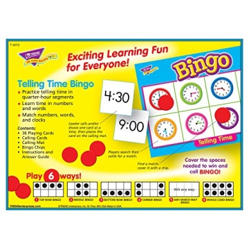 Fun Telling Time Bingo Game for Ages 6+ Learning
