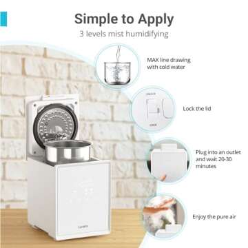 3L Stainless Steel Warm Mist Humidifier with Easy Clean and Warm Steam Function, Healthy Air Mist Humidifiers for Bedroom Living Room, with Sleep Mode and Auto-off Setting