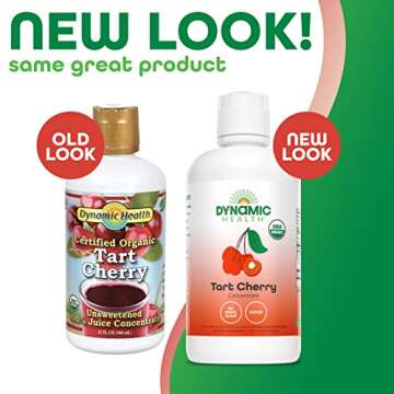 Dynamic Health Organic Tart Cherry Juice, Unsweetened 100% Juice Concentrate, Antioxidants Supplemen...