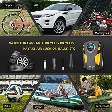 SAKAKI Portable Tire Inflator with Digital Display and LED Light