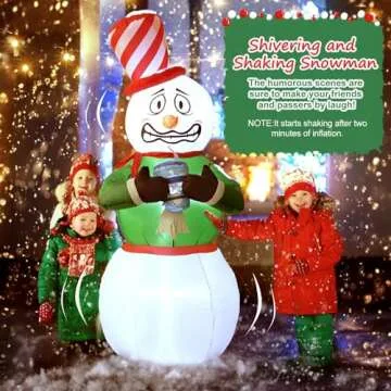 Elegear Christmas Inflatables Outdoor Decorations, 6FT Shivering Snowman Inflatable Built-in LED Lig...