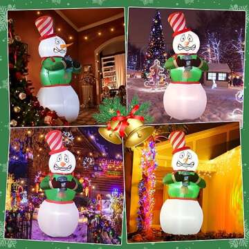 Elegear Christmas Inflatables Outdoor Decorations, 6FT Shivering Snowman Inflatable Built-in LED Lights Christmas Blow Up Yard Decorations Lighted Snowman for Xmas Party Indoor Outdoor Decoration