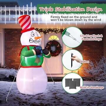 Elegear Christmas Inflatables Outdoor Decorations, 6FT Shivering Snowman Inflatable Built-in LED Lights Christmas Blow Up Yard Decorations Lighted Snowman for Xmas Party Indoor Outdoor Decoration