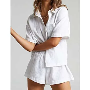 Rousytn Womens Summer Cotton Linen Lounge Set