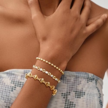 MEVECCO Elegant Gold Beaded Bracelet for Women