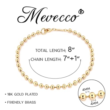 MEVECCO Elegant Gold Beaded Bracelet for Women