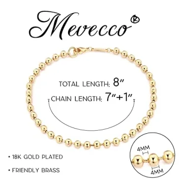 MEVECCO Elegant Gold Beaded Bracelet for Women