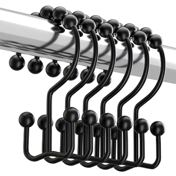 Titanker Black Shower Curtain Hooks for Easy and Elegant Use
