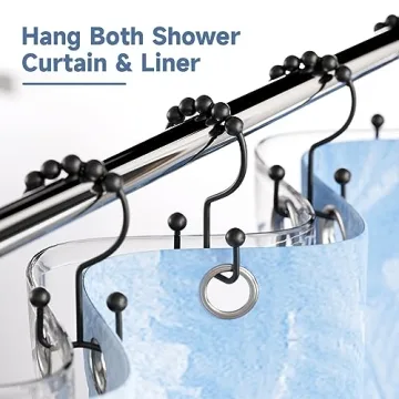 Titanker Black Shower Curtain Hooks for Easy and Elegant Use