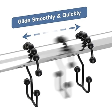 Titanker Black Shower Curtain Hooks for Easy and Elegant Use