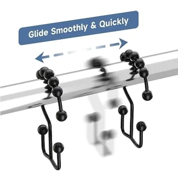 Titanker Black Shower Curtain Hooks for Easy and Elegant Use
