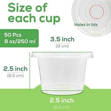 Qyyiguf 50 Pack 8 OZ Disposable Plastic Cups with Flat Lids,Disposable Ice Cream Cups,Take Away Food...