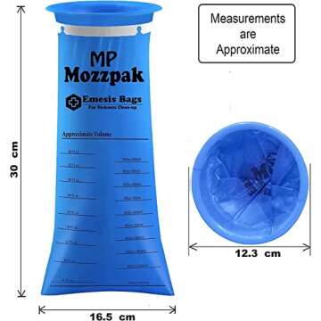 MP MOZZPAK Vomit Bags Disposable – 100 Pack – 1000ml Barf Bags – Leak Resistant, Medical Grade...