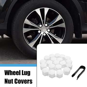 uxcell 20pcs 17mm White Plastic Wheel Lug Nut Bolt Cover Caps with Removal Tool for Car Universal Re...