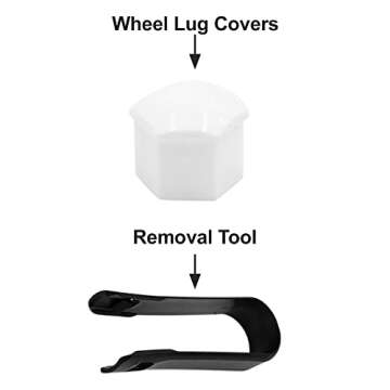 uxcell 20pcs 17mm White Plastic Wheel Lug Nut Bolt Cover Caps with Removal Tool for Car Universal Replacement