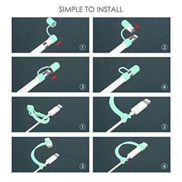 MoKo Pencil Cap Holder Fit Apple Pencil 1st Generation, USB Cable Tether and Pencil Cap, Fit New iPad 10th Generation 2022, iPad 9th/8th/7th/6th Gen, iPad Mini 5,White