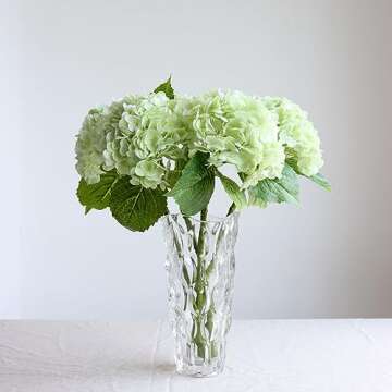 grtefhu 4pcs 21" Faux Green Hydrangeas – Lifelike Artificial Flowers for Home Decor, Wedding Bouqu...