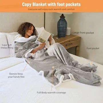 Catalonia Sherpa Wearable Blanket with Sleeves & Foot Pockets
