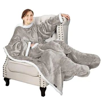 Catalonia Sherpa Wearable Blanket with Sleeves & Foot Pockets