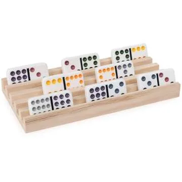 Spin Master Games, Wooden Domino Racks, Set of 4 Trays for Mexican Train Dominoes, Dominoes Games, Classic Game, Kids Game, Adults & Kids Ages 8+