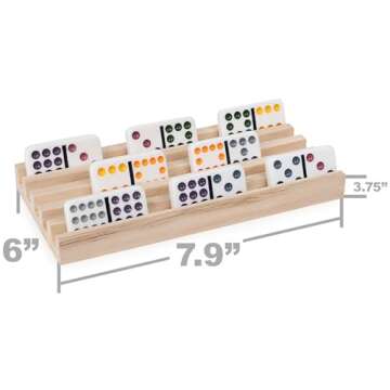 Spin Master Games, Wooden Domino Racks, Set of 4 Trays for Mexican Train Dominoes, Dominoes Games, Classic Game, Kids Game, Adults & Kids Ages 8+