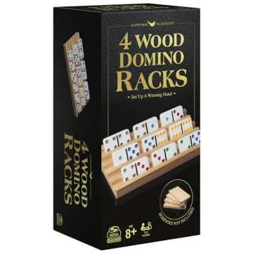 Spin Master Games, Wooden Domino Racks, Set of 4 Trays for Mexican Train Dominoes, Dominoes Games, Classic Game, Kids Game, Adults & Kids Ages 8+
