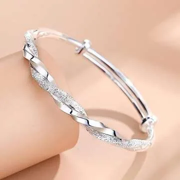 WPPHXY 925 Sterling Silver Women's Adjustable Bangle Bracelet