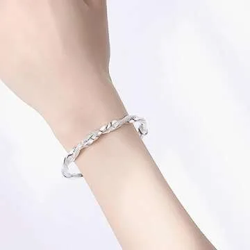 WPPHXY 925 Sterling Silver Women's Adjustable Bangle Bracelet