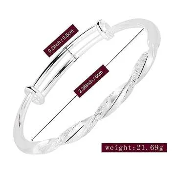 WPPHXY 925 Sterling Silver Women's Adjustable Bangle Bracelet