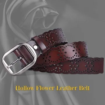 JASGOOD Dark Brown Cowhide Belt for Women