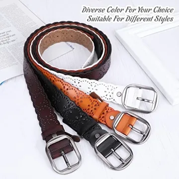 JASGOOD Dark Brown Cowhide Belt for Women