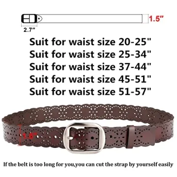 JASGOOD Dark Brown Cowhide Belt for Women