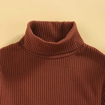 Kayotuas Toddler Girl Fall Winter Outfit Ribbed Sweater Plaid Skirt