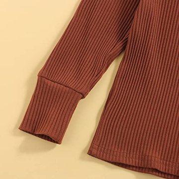 Kayotuas Toddler Girl Fall Winter Outfit Ribbed Sweater Plaid Skirt