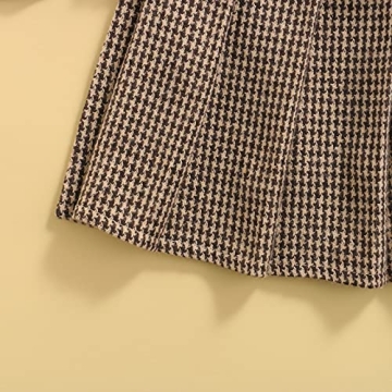 Kayotuas Toddler Girl Fall Winter Outfit Ribbed Sweater Plaid Skirt