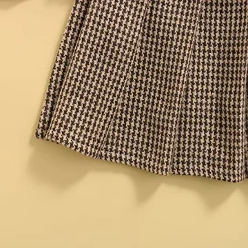 Kayotuas Toddler Girl Fall Winter Outfit Ribbed Sweater Plaid Skirt