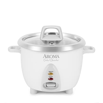 AROMA® 6-Cup Stainless Steel Rice Cooker Durable Design