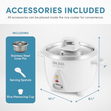 AROMA® 6-Cup Stainless Steel Rice Cooker Durable Design
