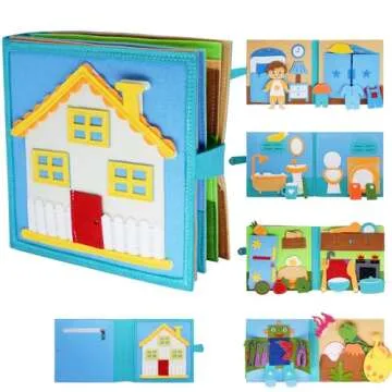 Montessori Felt Busy Book Toddlers Cloth Quite Book Preschool House Pretend Play Dress UP Game Early Learning Educational Travel Toys for Kids Age 3 4 5 6 Autism Sensory Toy Boys and Girls Gift