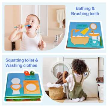 Montessori Felt Busy Book Toddlers Cloth Quite Book Preschool House Pretend Play Dress UP Game Early Learning Educational Travel Toys for Kids Age 3 4 5 6 Autism Sensory Toy Boys and Girls Gift