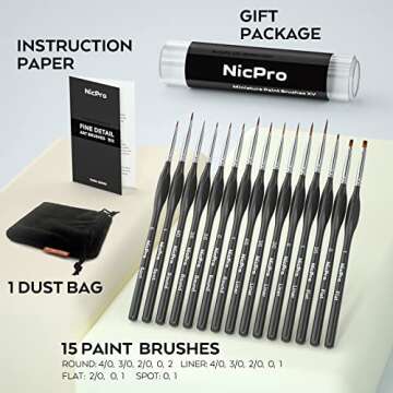 Nicpro 15 PCS Micro Detail Paint Brush Set for Artists