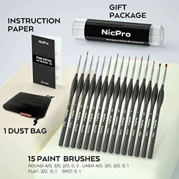 Nicpro 15 PCS Micro Detail Paint Brush Set for Artists